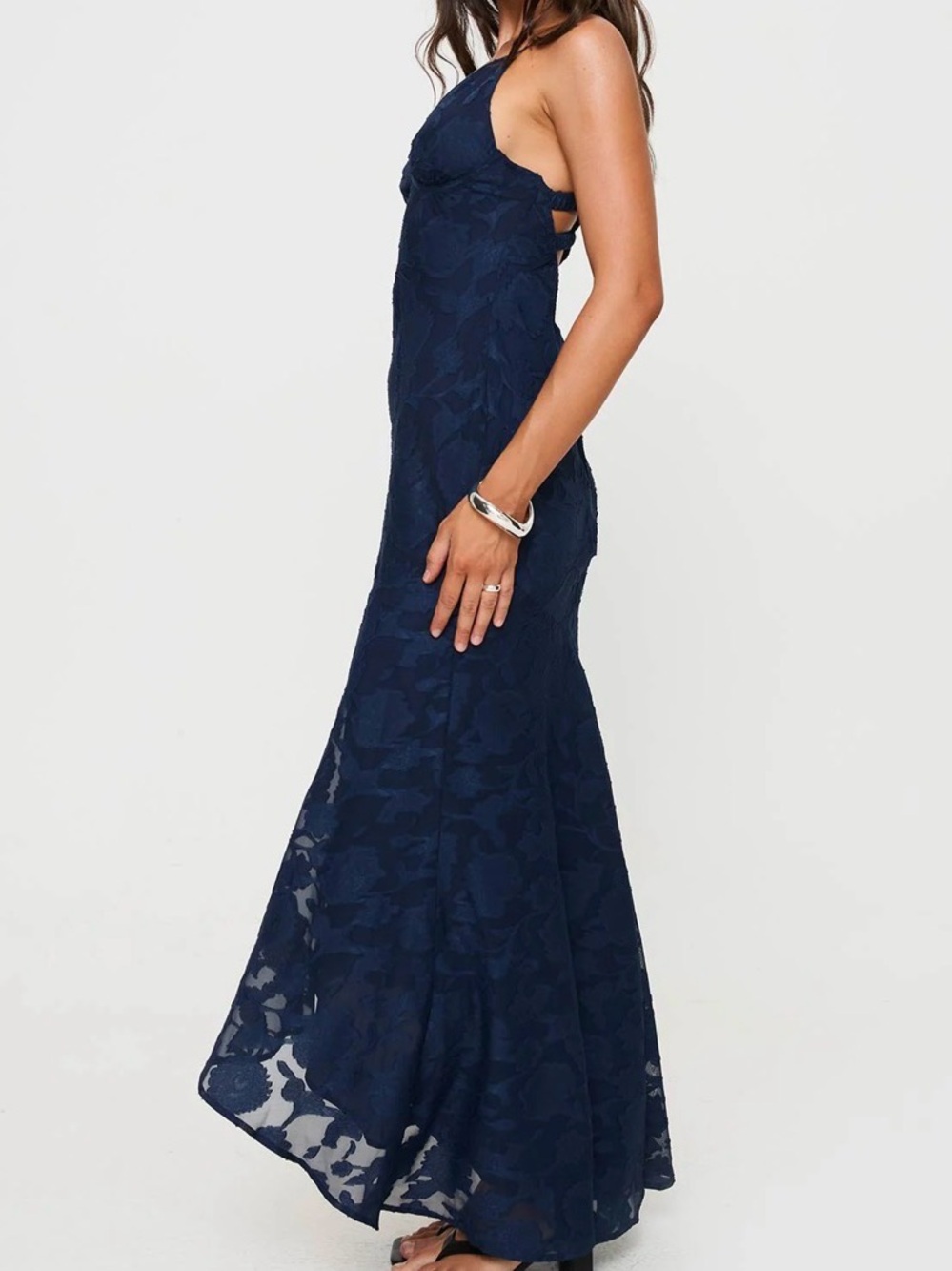 Princess Polly Navy Lace High-Low Slip Dress #133 - Picture 2 of 11